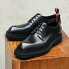 [Exclusivo VIP] Sapatos Retrô de Couro Masculino Couro Genuíno Polido Estilo Britânico Business Casual Solado Grosso Aumento de Altura Sapatos Derby