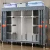 Guarda-roupa de Tecido Simples Tecido Espessado Tubo de Aço Espessado Estrutura Totalmente de Aço Guarda-roupa de Tecido para Quarto de Casa Simples Moderno