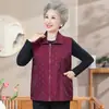 Colete de primavera e outono da vovó, jaqueta sem mangas plus size, colete estampado moderno com bolsos, colete fino para mulheres de meia-idade e idosas