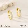 Brincos de Aço Titânio com Concha Branca Simples Estilo Coreano Brincos de Aço Inoxidável com Diamante Design Exclusivo Ouro 18K para Mulheres