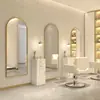 Barbería Salón de Belleza Especial Espejo de Peluquería Clásico con Marco de Aleación de Aluminio Espejo de Alta Definición Montado en Pared Instalación Conveniente Espejo Plateado