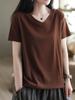 Nuevo estilo de verano de Dopamine, camiseta holgada de manga corta con cuello en V, talla grande, para chica gordita, estilo occidental, antiedad, para mujer