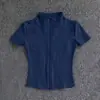 Roupas de Yoga para Mulheres, Nova Camiseta Justa Estilo Verão, Top Esportivo com Zíper de Manga Curta, Roupas Profissionais para Corrida, Pilates, Fitness