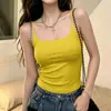 Camisola puramente seductora de cuello cuadrado para mujer, gris, nuevo modelo verano 2026, con copas en el busto, adecuada para usar en capas o sola