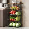 Prateleira de Armazenamento para Cozinha, Caixa de Lanches Doméstica de Chão, Cesta de Frutas e Legumes para Brinquedos na Sala de Estar, Carrinho de Legumes, Prateleira de Armazenamento Multicamadas