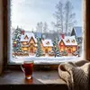 Divertido-JD206 Escena Invernal de Nieve Cabaña Acogedora Ventana de Vidrio Exterior Decoración Embellecimiento del Hogar Pegatina Electroestática para Ventana UV