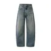Ropa para Hombre Muqiu Jeans Lavados Desgastados Estilo Callejero Americano de 14 oz para Hombre, Corte Holgado, Tallas Grandes, Pantalones de Tela Mixta