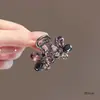 Pinza Pequeña de Tiburón con Flor de Pedrería de Lujo para Cabello Fino, Pinza para Cola de Caballo Baja en la Parte Posterior de la Cabeza, Pinza para Media Recogida
