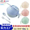 Tazón Instantáneo de Paja de Trigo Espesado para Fideos Instantáneos Set de Tazón para Ramen para Dormitorio de Estudiantes Hogar con Tenedor, Cuchara, Palillos y Tapa