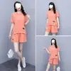 Roupa Esportiva Plus Size 100kg para Mulheres Curvilíneas, Conjunto Casual de Verão, Moda Coreana com Shorts Largos Modernos, Conjunto de Duas Peças para Corrida para Mulheres