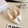 Sandalias de Tacón Alto Elegantes de Satén con Punta Fina para Mujer Estilo Francés Nude con Lazo Primavera/Verano 2025
