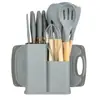 Utensilios de Cocina de Silicona Juego de Cuchillos de 19 Piezas Herramientas Diarias de Cocina Espátula Cuchara para Sopa Raspador Tabla de Cortar con Almacenamiento Venta al por Mayor