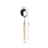 Acero Inoxidable 304 Hogareño Retro Lujo Ligero Estilo Occidental Vajilla Cuchillo y Tenedor para Bistec con Mango de Acrílico Tipo Bambú Cuchara de Postre Cuchara de Sopa