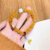 Pulsera de ágata amarilla de estilo antiguo chino para otoño e invierno, accesorios artísticos con borlas Hanfu, pulsera de jade blanco, pulsera para novias, pulsera para mujer