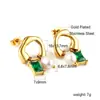 Pendientes de Acero Inoxidable en Forma de Abanico de Venta Caliente Transfronteriza Lujo Accesible Pendientes Cortos Versátiles Pendientes Chapados al Vacío en Oro de 18K para Mujer Venta al por Mayor