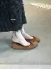 Zapatos Planos de Ballet Estilo Francés, Zapatos para Commuter de Mujer, Zapatos de Noche Vintage de Gamuza con Lazo, Primavera y Otoño 2025