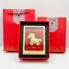 Estatueta de Cavalo Dourado para Riqueza Imediata, Novo Conjunto Estilo Chinês, Porta-Retrato de Mesa, Lembrança de Cavalo, Presente de Seguro do Ano do Cavalo
