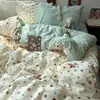 Lindo juego de ropa de cama de 3 piezas para literas de dormitorio, funda de edredón, funda de almohada, individual/doble de dormitorio, lavable a máquina, algodón lavable al agua juego de 4 piezas