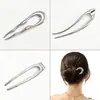 Pasador de aleación en forma de U transfronterizo con un diseño de moño de lujo ligero, accesorio para el cabello de alta gama para mujeres de estilo europeo y americano, pasador dorado y plateado