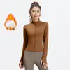 Conjunto de Traje de Yoga de Invierno para Mujer Chaqueta Gruesa de Forro Polar Ajustada Ceñidor de Cintura Conjunto Deportivo de Entrenamiento para Correr por la Mañana