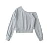 Suéter moderno para mujer con cuello inclinado y hombros descubiertos, otoño nuevo, chica caliente suelto corto casual jersey manga larga top