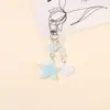 Série Oceano Estilo Férias Laço de Pérola Estrela-do-mar de Resina Chaveiro Bolsa de Concha Pingente para Celular Presente
