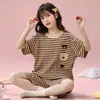 Pijama de Niña Estilo Verano Algodón Puro 2025 Nuevo Manga Corta Estilo Delgado Nezha Niñas Ropa de Casa para Niños Grandes Venta al por Mayor