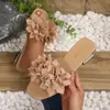 Sandalias planas para mujer para comercio exterior, nuevo modelo de verano 2026, punta abierta y puntera cuadrada, diseño floral moderno, sandalias de playa versátiles