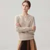 26 Otoño Invierno Nuevo Suéter de Cachemira de Color Sólido para Mujer Capa Base Versátil Estilo Jersey de Punto Temperamento