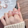 Anel de Jade de Seda Dourada Natural, Design de Flor de Pessegueiro, Joia Simples Estilo Chinês, Anel Doce Dopamina para Meninas, Xiaohongshu