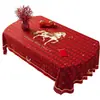 Mantel de Año Nuevo, No Lavable, Impermeable, Resistente al Aceite, Ambiente Festivo, Mantel Rojo, Nuevo Modelo 2026, Tela Cubierta Decorativa de Año Nuevo