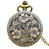 Reloj de Bolsillo Vintage de Bronce con Flor Doble de Ocho Pétalos para Hombres y Mujeres Reloj de Bolsillo de Cuarzo Reloj Grande Colgante Reloj de Regalo Reloj de Bolsillo Simple Creativo