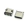 Conector USB de doble fila con placa de doble clavija y cuatro patas tipo C de 24 pines. Toma de corriente con clavija horizontal.