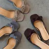 Pantuflas de Punta Cuadrada y Abierta sin Cierre con Lazo 2026 Nuevo Estilo Verano y Otoño Slip-On Moda Casual Versátiles Zapatos para Mujer