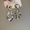 Pendientes Rectangulares con Estampado de Leopardo de Pelo Sintético Estilo Europeo y Americano, Pendientes de Botón de Moda Versátiles con Diseño Único para Mujeres