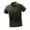 26818 Nueva Camiseta de Verano de Seda Helada de Secado Rápido Casual de Negocios Deportiva de Alta Calidad con Media Cremallera Bidireccional para Hombre