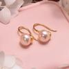 Aretes de Gancho de Plata Esterlina con Perla Natural de Agua Dulce y Tacones Altos para Mujer, Estilo Coreano, Plata 925 con Baño Grueso de Oro Plus Natación