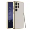 Funda de cuero galvanizado para Samsung S25 Ultra, S25 Plus, anticaídas, estilo simple.