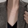 Collar de Doble Capa Plateado para Mujer, Diseño de Nicho de Verano, Collar Versátil y Sencillo, Nuevo Modelo 2026 Cadena para Clavícula