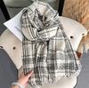 Cachecol para Mulheres, Outono e Inverno, Xadrez Atmosférico, Estilo Coreano, Versátil, Item Quente de Inverno, Novo Estilo 2025, Espessado, Quente, Atacado