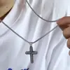 Estilo de celebridad de Internet ins europeo y americano hip hop retro colgante de fundición de acero de titanio collar de cruz dominante de estilo punk para hombre de moda