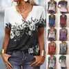 Camiseta de Moda Étnica Estampada de Manga Corta para Mujer, Nueva Exportación Amazon Wish Transfronteriza Europea y Americana Primavera y Verano 2025