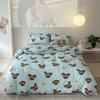 Set de cuatro piezas de algodón tejido Clase A con estampado de dibujos animados lindos Algodón Algodón Suave Agradable a la piel Dormir desnudo Ropa de cama para las cuatro estaciones