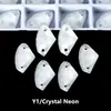Broca de Vidro em Formato de Machado para Chanfrar Bordas, Strass de Costura à Mão com Fundo Plano, Acessórios Coloridos Fluorescentes Neon para Roupas DIY com Duas Furações, Joias Artesanais