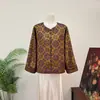 Nueva Chaqueta Jacquard de Estilo Chino Tendencia Nacional Moda de Gama Alta Verde Pino Significado Zen para Mujer Otoño 2026 Nuevo Top Boutique de Cuello Redondo