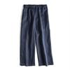 Comercio Exterior Exportación Etiqueta Japonesa de Corte Único Color Sólido Cintura Elástica Casual Artístico Fresco Transpirable Algodón y Lino Pierna Ancha Adelgazantes Pantalones Cortos
