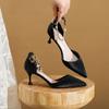 Zapatos de tacón alto de moda de corte bajo estilo coreano combinan con todo tacón de aguja estilo Chanel 2023 nuevos zapatos franceses de punta