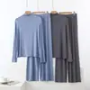 Novo Conjunto de Loungewear Feminino de Manga Longa e Calça Longa, com Textura Modal, Gola Alta, Caimento Solto, que Pode Ser Usado na Rua