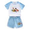 Traje de manga corta para niño y niña del equipo Wangwang, verano dulce estilo occidental, nuevo traje casual de dos piezas de shorts para niña