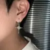 Ice-Clear Snowflake Cross Star Earrings for Men, Cool Style with Zircon Inlays, Fashionable Non-Pierced Ear Accessories
